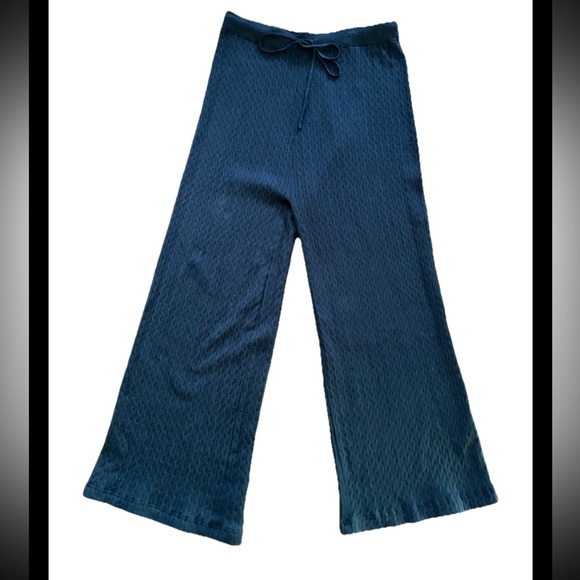 And Now This Brand Womens Navy Wide leg Knit Pants Draw String High Waisted Sz M - Picture 1 of 9